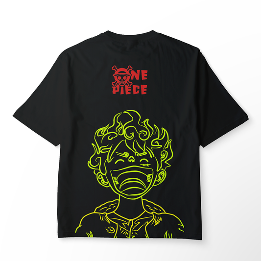 T-shirt oversize noir "One Piece Luffy Gear 5"